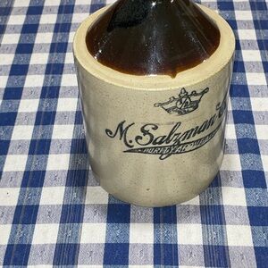 M. Salzmann & Co. Stoneware Whiskey Jug – Two-Tone Brown & Cream